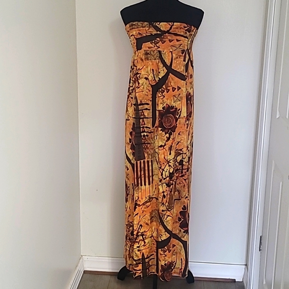 TWENTYONE Smocked Chest Strapless Tube Long Maxi Dress M